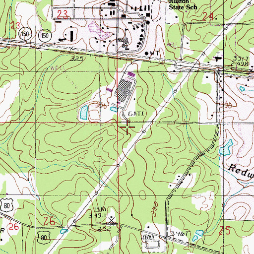 Topographic Map of Ward Two, LA