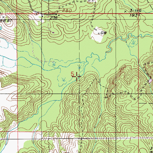 Topographic Map of Ward Three, LA