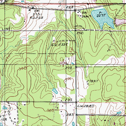 Topographic Map of Ward Five, LA