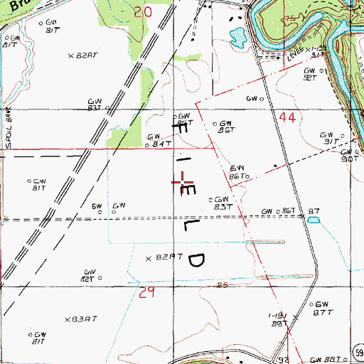 Topographic Map of Ward One, LA