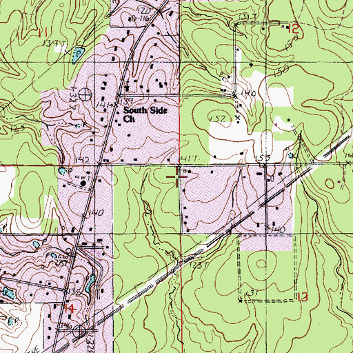 Topographic Map of Ward Three, LA