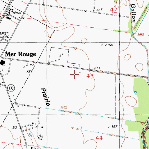 Topographic Map of Ward Six, LA