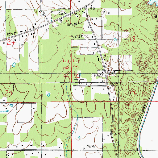 Topographic Map of Ward Seven, LA