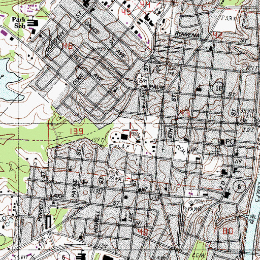 Topographic Map of Ward One, LA