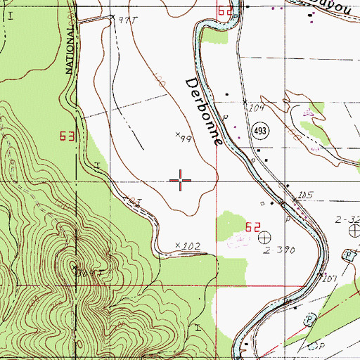 Topographic Map of Ward Four, LA