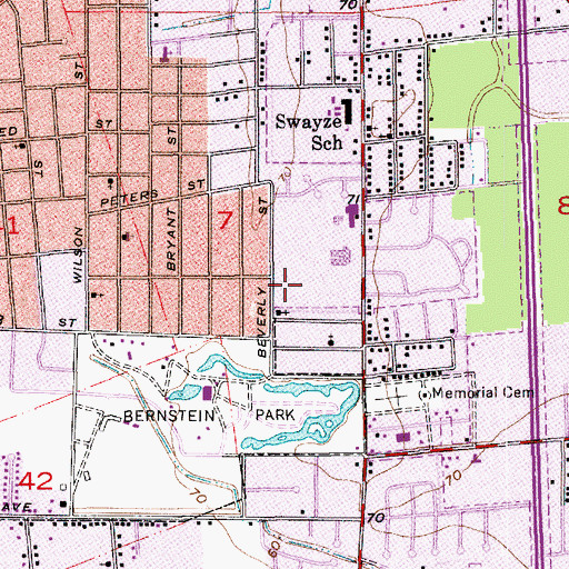 Topographic Map of Ward Three, LA