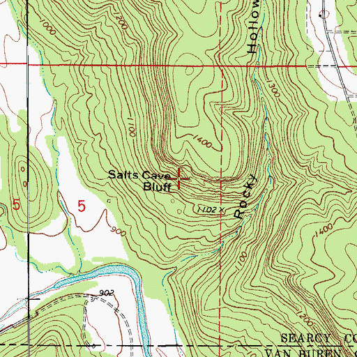 Topographic Map of Salt Cave Bluff, AR