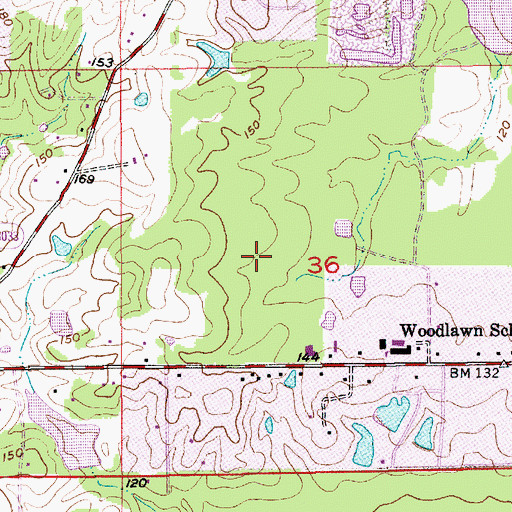 Topographic Map of Ward Eight, LA