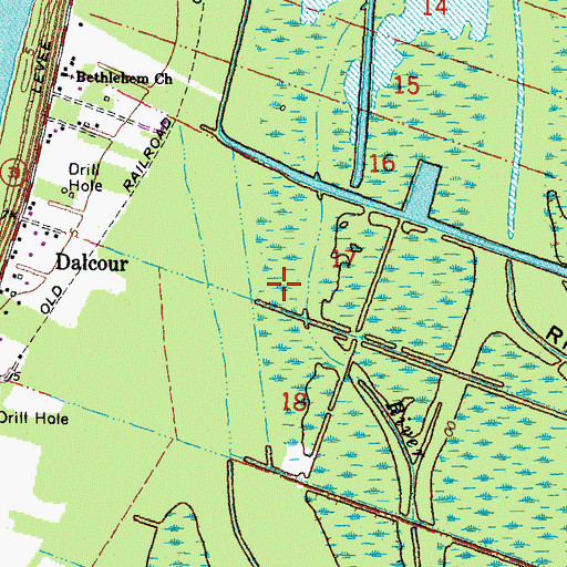 Topographic Map of Ward Five, LA