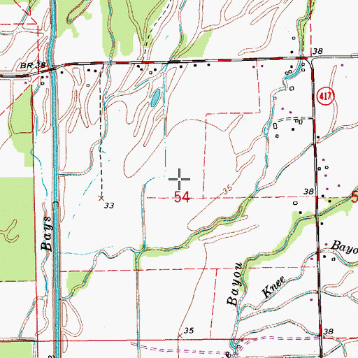 Topographic Map of Ward One, LA