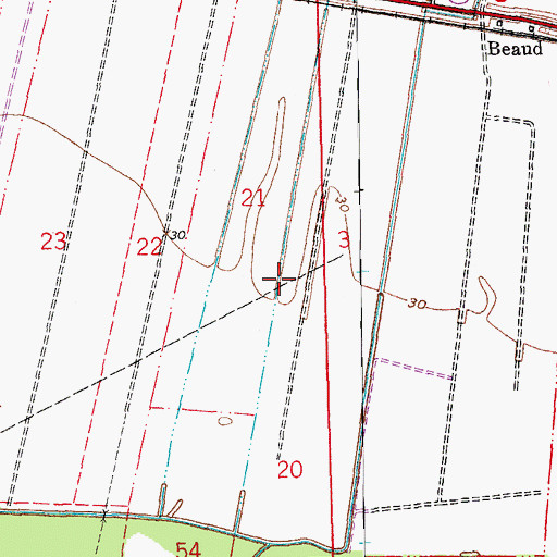 Topographic Map of Ward Five, LA