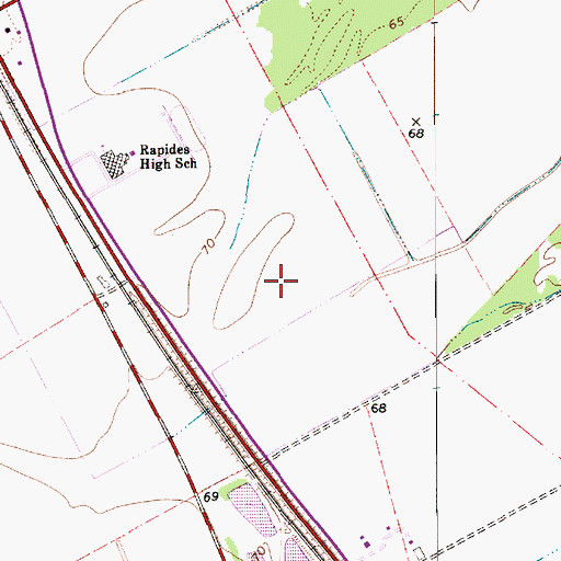 Topographic Map of Cheneyville Ward Three, LA