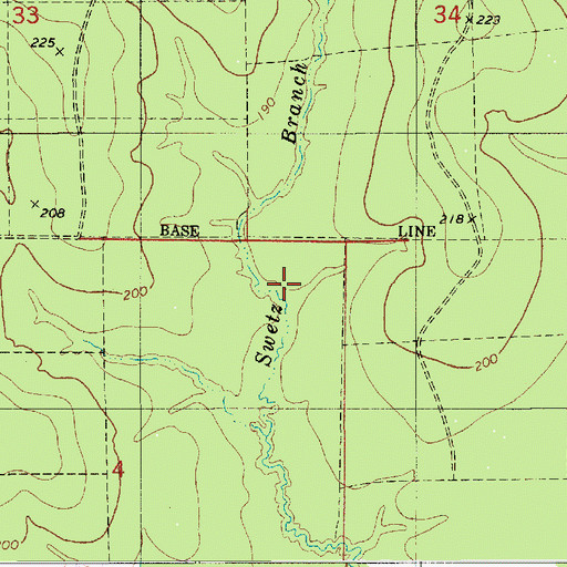 Topographic Map of Calcasieu Ward Six, LA
