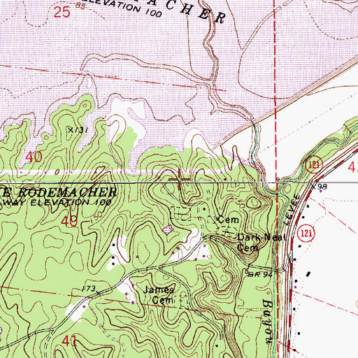 Topographic Map of Cotile Ward Seven, LA