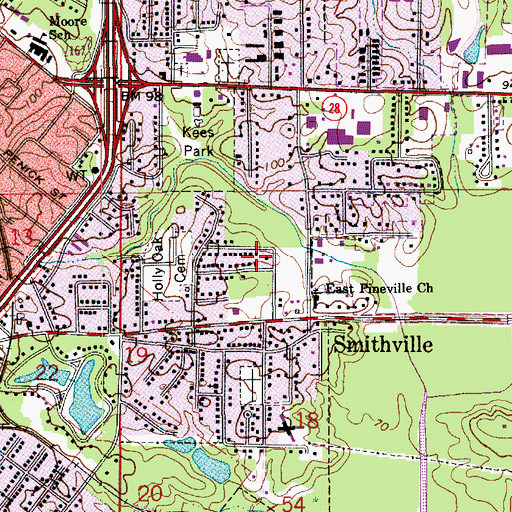 Topographic Map of Pineville Ward Nine, LA