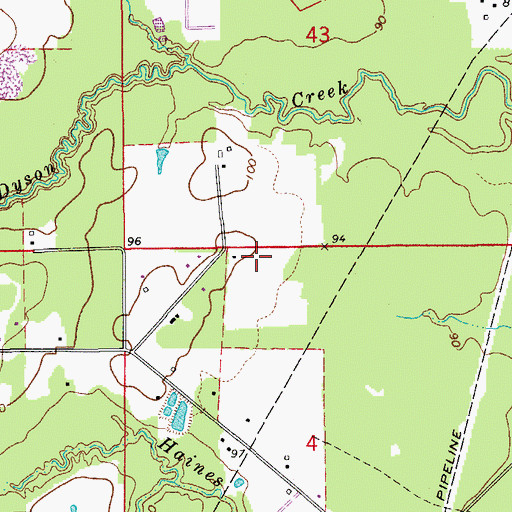 Topographic Map of Buckeye Ward Eleven, LA