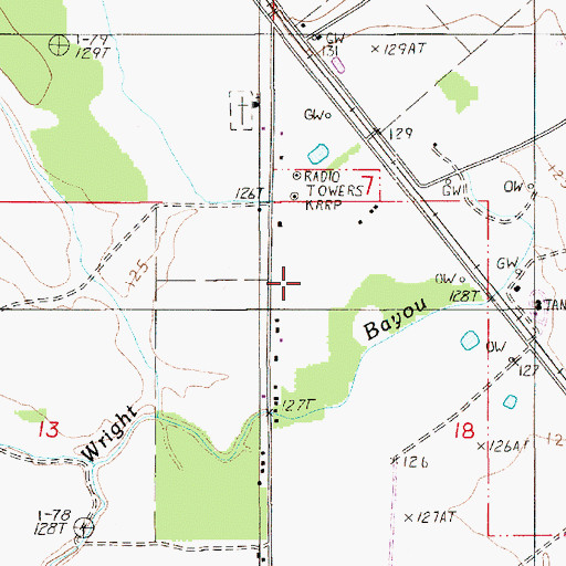 Topographic Map of Ward Five, LA
