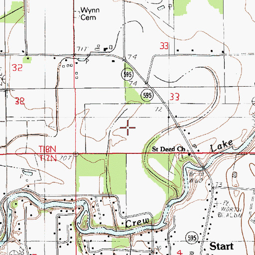 Topographic Map of Ward Three, LA
