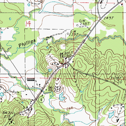 Topographic Map of Ward Four, LA