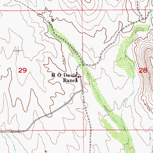 Topographic Map of H O Davis Ranch, AZ