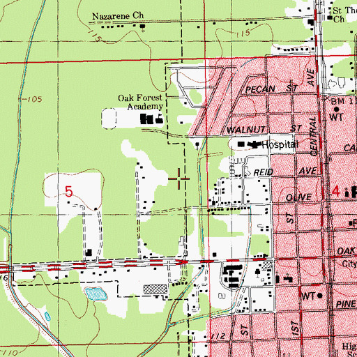 Topographic Map of Ward Three, LA