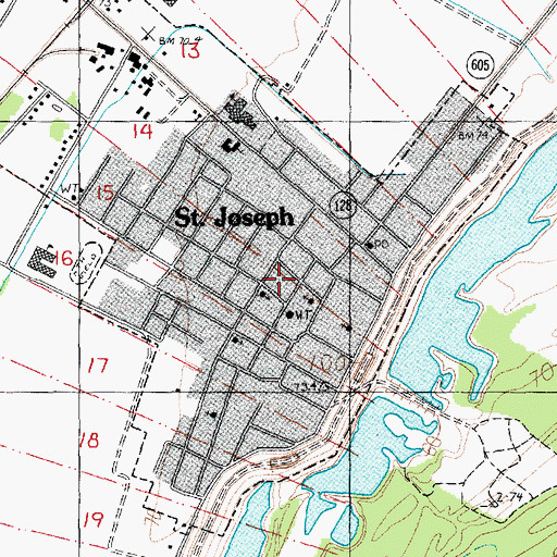 Topographic Map of Ward Five, LA