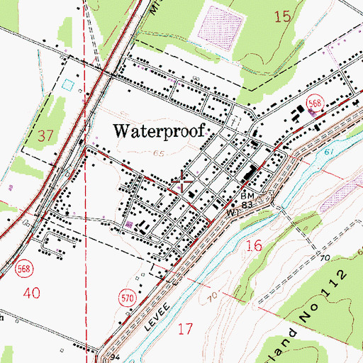 Topographic Map of Ward Seven, LA