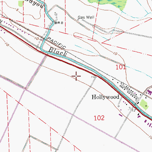 Topographic Map of Ward Two, LA