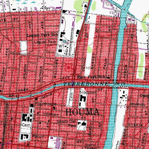 Topographic Map of Ward Three, LA