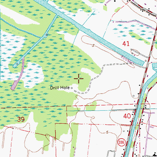 Topographic Map of Ward Five, LA