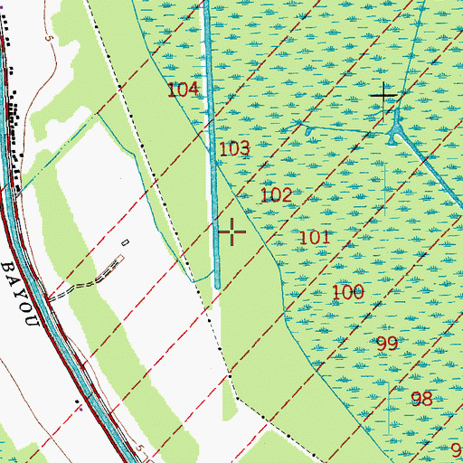 Topographic Map of Ward Eight, LA