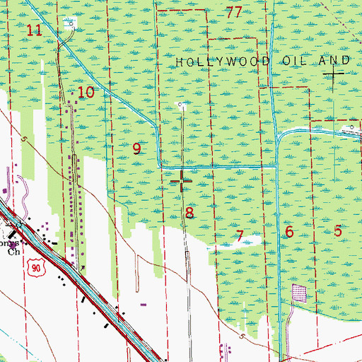 Topographic Map of Ward Nine, LA