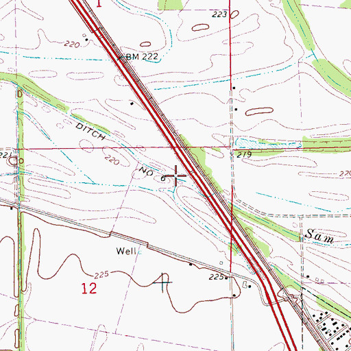 Topographic Map of Sam Bayou, AR