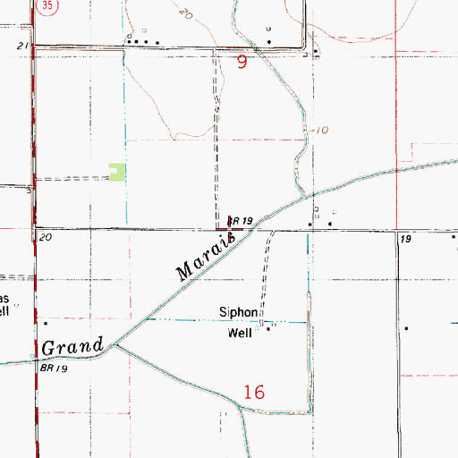 Topographic Map of Ward Five, LA