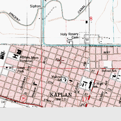 Topographic Map of Ward Nine, LA
