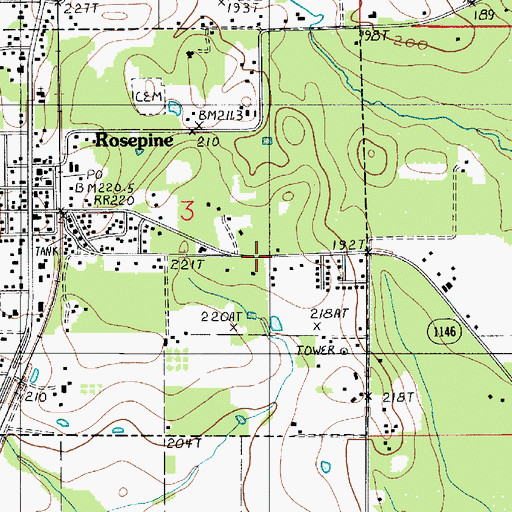 Topographic Map of Ward Seven, LA