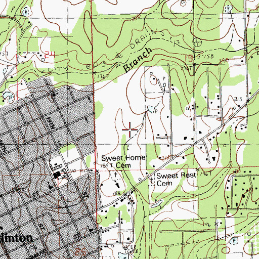 Topographic Map of Ward Three, LA