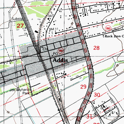 Topographic Map of Ward One, LA