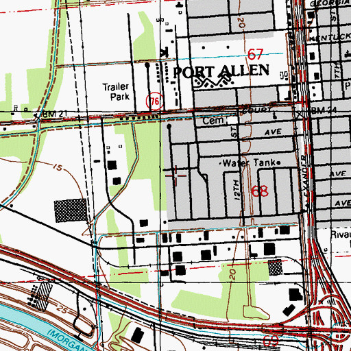 Topographic Map of Ward Three, LA
