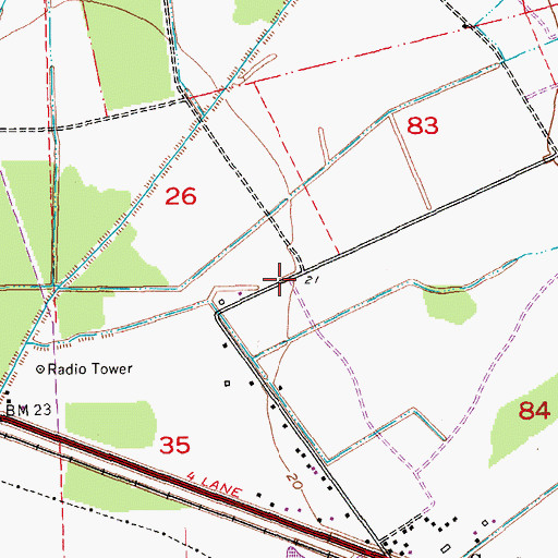 Topographic Map of Ward Five, LA