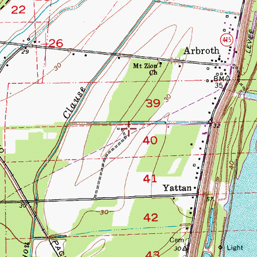 Topographic Map of Ward Six, LA