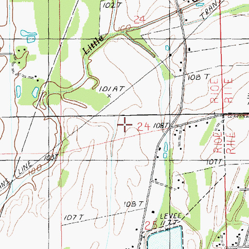 Topographic Map of Ward Four, LA