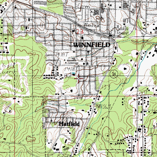 Topographic Map of Ward One, LA