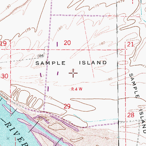Topographic Map of Sample Island, AR