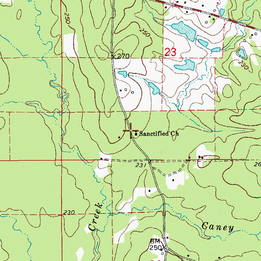 Topographic Map of Sanctified Church, AR