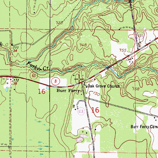 Topographic Map of Burr Ferry, LA
