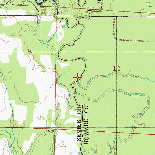 Topographic Map of Sand Creek, AR
