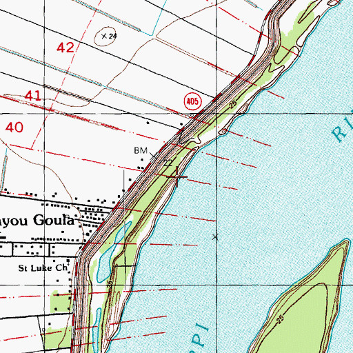 Topographic Map of Bayou Goula Landing, LA