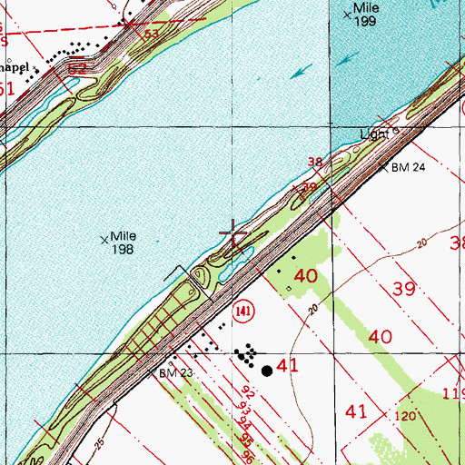 Topographic Map of Mile Landing, LA