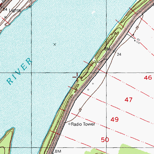 Topographic Map of Ophelia Landing, LA